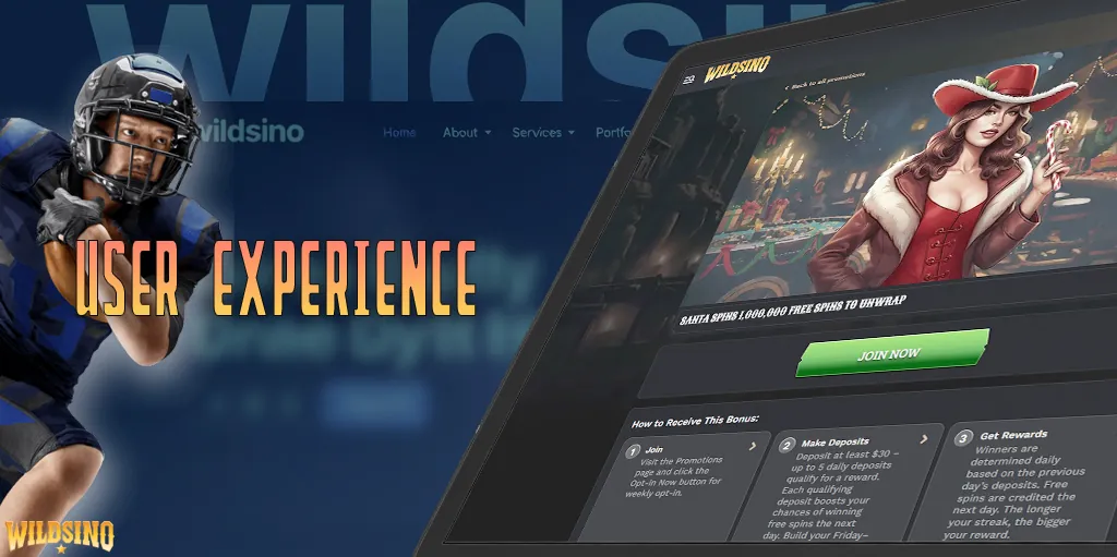 The Wildsino website has a bright design and a pleasant interface.