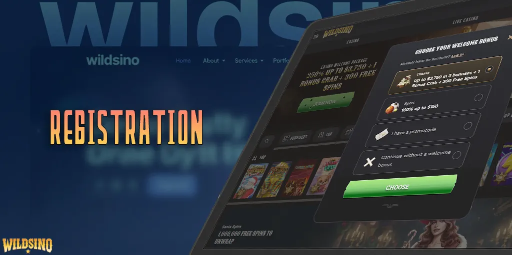 Detailed instructions for registering on the Wildsino casino website.